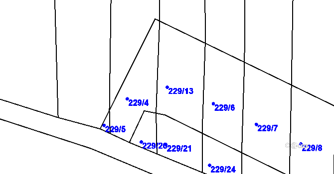 Parcela st. 229/13 v KÚ Horní Přím, Katastrální mapa