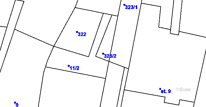 Parcela st. 323/2 v KÚ Horní Přím, Katastrální mapa