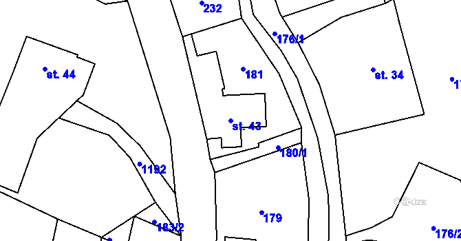 Parcela st. 43 v KÚ Horní Radechová, Katastrální mapa