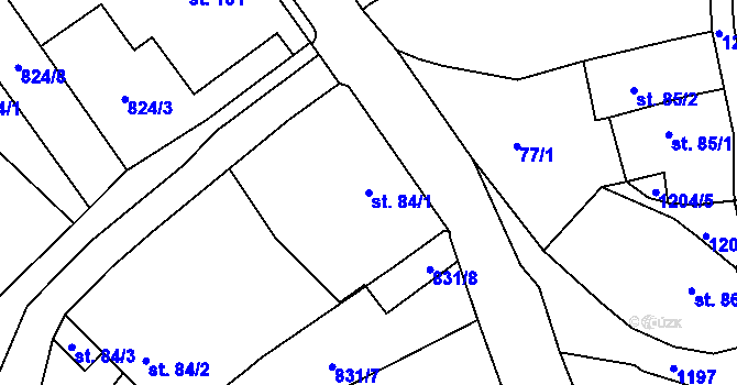 Parcela st. 84/1 v KÚ Horní Radechová, Katastrální mapa