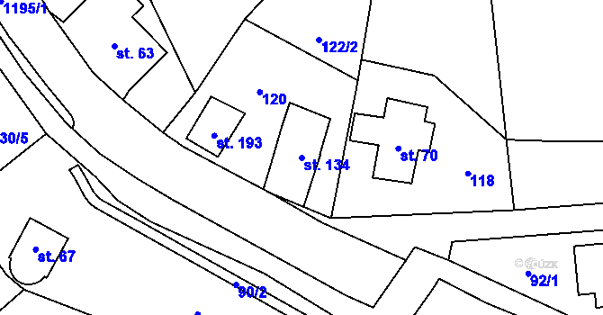 Parcela st. 134 v KÚ Horní Radechová, Katastrální mapa