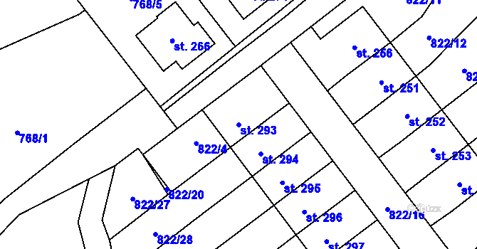 Parcela st. 293 v KÚ Horní Radechová, Katastrální mapa