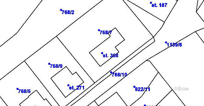 Parcela st. 308 v KÚ Horní Radechová, Katastrální mapa
