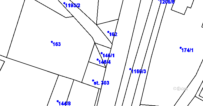 Parcela st. 146/1 v KÚ Horní Radechová, Katastrální mapa