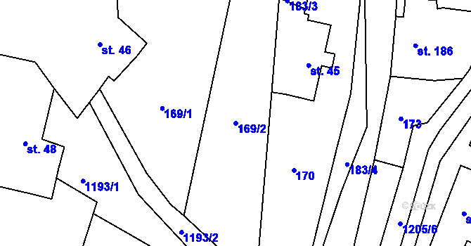 Parcela st. 169/2 v KÚ Horní Radechová, Katastrální mapa