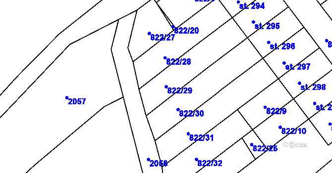 Parcela st. 822/29 v KÚ Horní Radechová, Katastrální mapa