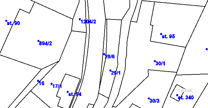 Parcela st. 29/6 v KÚ Horní Radechová, Katastrální mapa