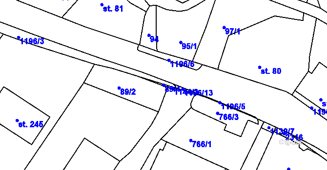 Parcela st. 89/4 v KÚ Horní Radechová, Katastrální mapa
