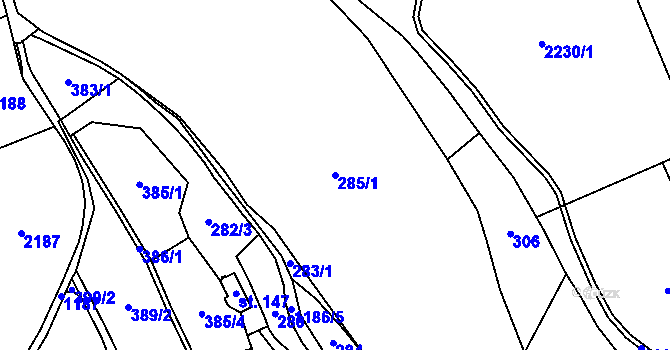 Parcela st. 285/1 v KÚ Horní Radechová, Katastrální mapa