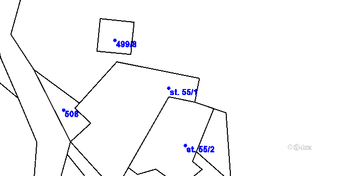 Parcela st. 55/1 v KÚ Horní Radouň, Katastrální mapa