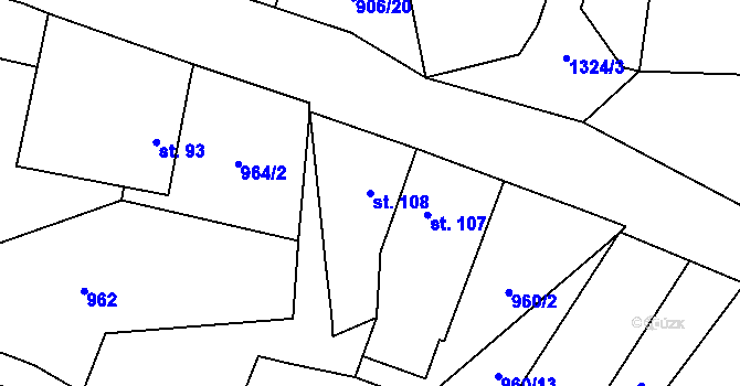 Parcela st. 108 v KÚ Horní Radouň, Katastrální mapa