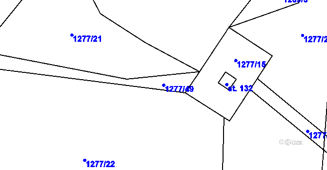 Parcela st. 1277/49 v KÚ Horní Radouň, Katastrální mapa