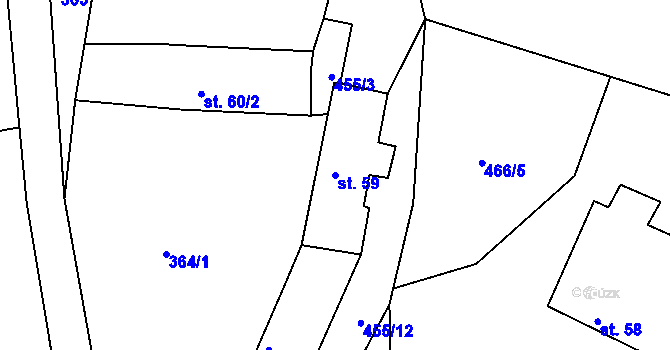 Parcela st. 59 v KÚ Okrouhlá Radouň, Katastrální mapa