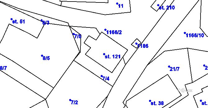 Parcela st. 121 v KÚ Okrouhlá Radouň, Katastrální mapa