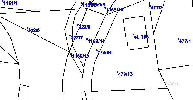 Parcela st. 479/14 v KÚ Okrouhlá Radouň, Katastrální mapa