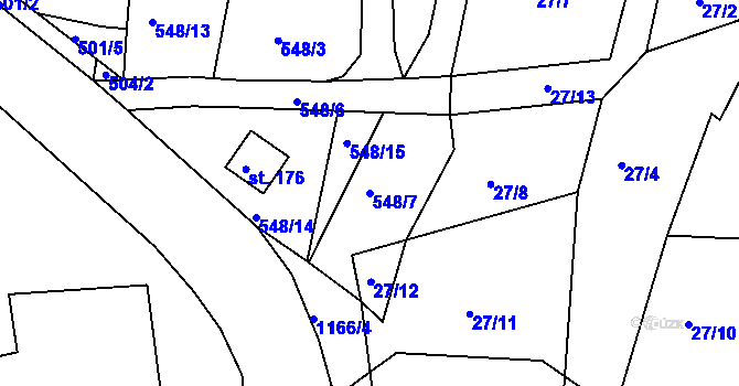 Parcela st. 548/7 v KÚ Okrouhlá Radouň, Katastrální mapa