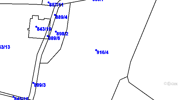 Parcela st. 916/4 v KÚ Okrouhlá Radouň, Katastrální mapa