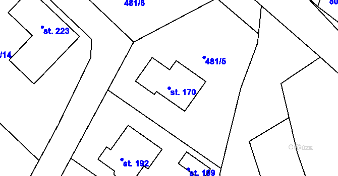Parcela st. 170 v KÚ Okrouhlá Radouň, Katastrální mapa