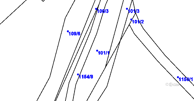 Parcela st. 101/1 v KÚ Okrouhlá Radouň, Katastrální mapa