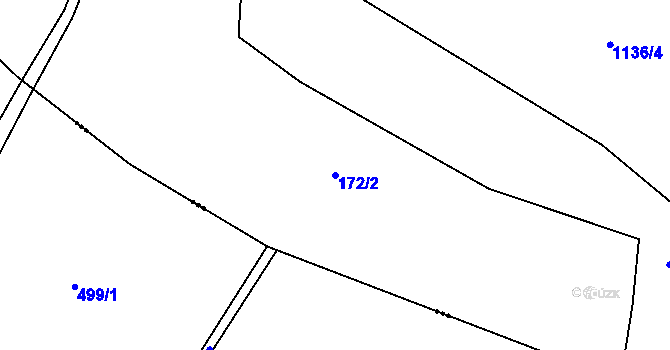Parcela st. 172/2 v KÚ Okrouhlá Radouň, Katastrální mapa