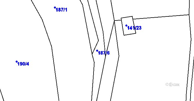 Parcela st. 187/6 v KÚ Okrouhlá Radouň, Katastrální mapa