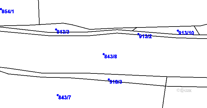 Parcela st. 843/8 v KÚ Okrouhlá Radouň, Katastrální mapa