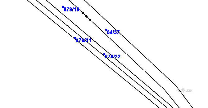 Parcela st. 878/22 v KÚ Okrouhlá Radouň, Katastrální mapa