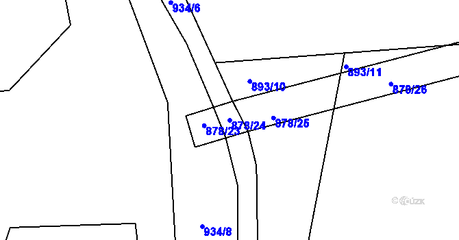 Parcela st. 878/24 v KÚ Okrouhlá Radouň, Katastrální mapa