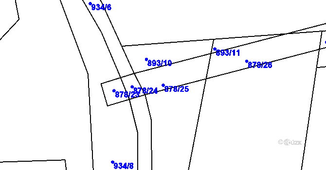 Parcela st. 878/25 v KÚ Okrouhlá Radouň, Katastrální mapa