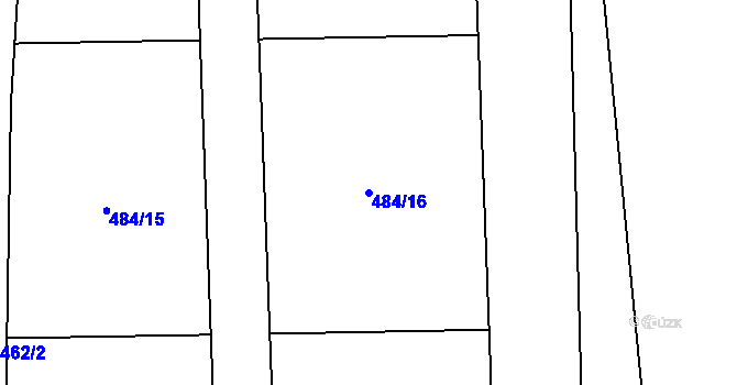Parcela st. 484/16 v KÚ Okrouhlá Radouň, Katastrální mapa