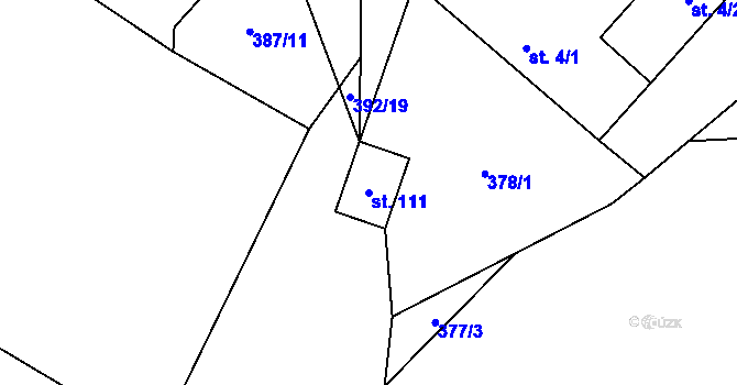 Parcela st. 111 v KÚ Starý Bozděchov, Katastrální mapa