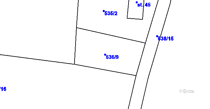 Parcela st. 536/9 v KÚ Starý Bozděchov, Katastrální mapa