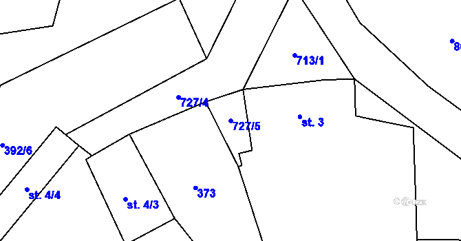 Parcela st. 727/5 v KÚ Starý Bozděchov, Katastrální mapa