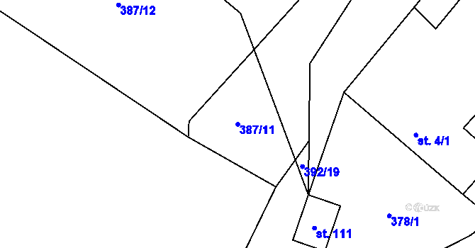 Parcela st. 387/11 v KÚ Starý Bozděchov, Katastrální mapa