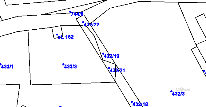 Parcela st. 432/19 v KÚ Starý Bozděchov, Katastrální mapa