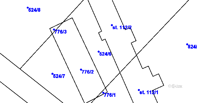 Parcela st. 524/6 v KÚ Starý Bozděchov, Katastrální mapa