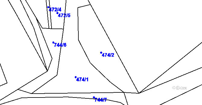 Parcela st. 474/2 v KÚ Starý Bozděchov, Katastrální mapa