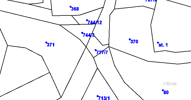 Parcela st. 727/7 v KÚ Starý Bozděchov, Katastrální mapa