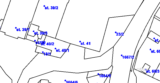 Parcela st. 41 v KÚ Horní Radslavice, Katastrální mapa