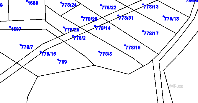 Parcela st. 778/3 v KÚ Horní Radslavice, Katastrální mapa
