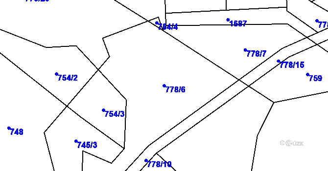 Parcela st. 778/6 v KÚ Horní Radslavice, Katastrální mapa