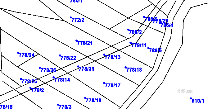 Parcela st. 778/13 v KÚ Horní Radslavice, Katastrální mapa