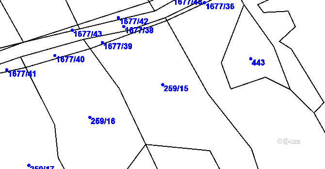 Parcela st. 259/15 v KÚ Horní Radslavice, Katastrální mapa