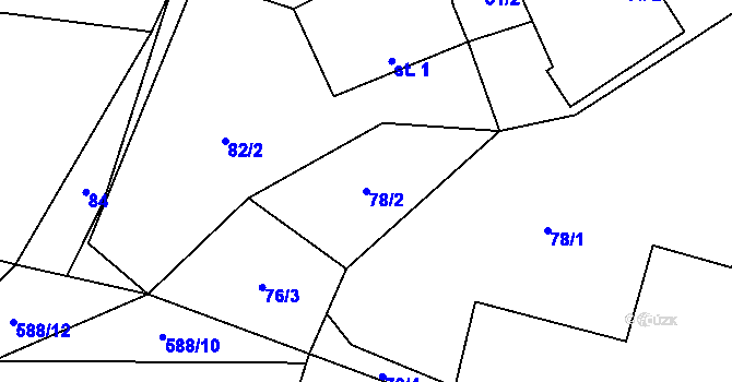 Parcela st. 78/2 v KÚ Horní Radslavice, Katastrální mapa