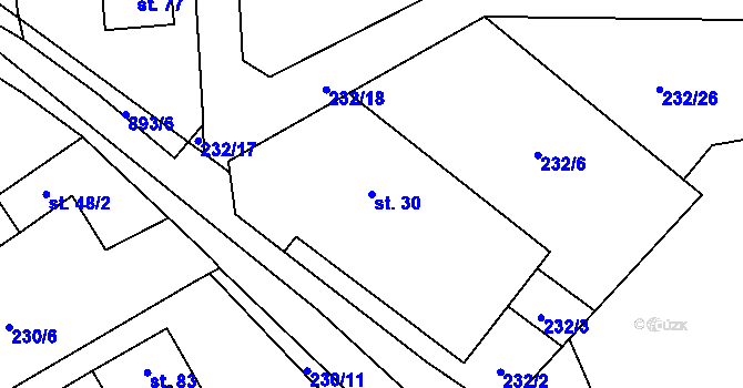 Parcela st. 30 v KÚ Horní Rápotice, Katastrální mapa