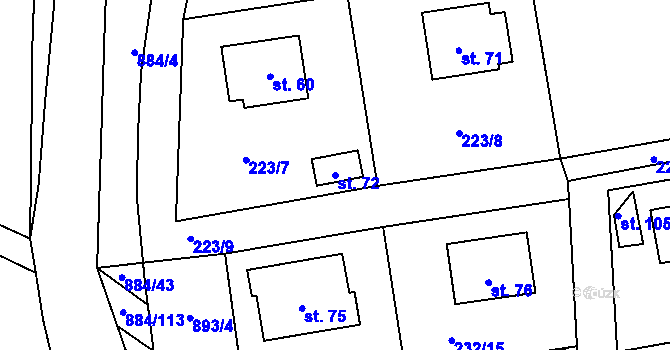 Parcela st. 72 v KÚ Horní Rápotice, Katastrální mapa