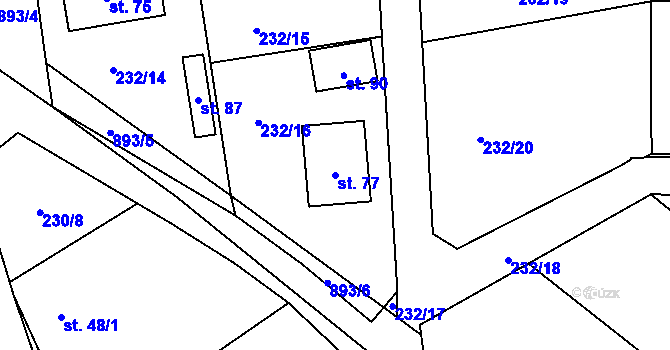 Parcela st. 77 v KÚ Horní Rápotice, Katastrální mapa
