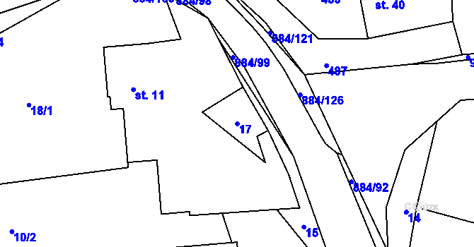 Parcela st. 17 v KÚ Horní Rápotice, Katastrální mapa