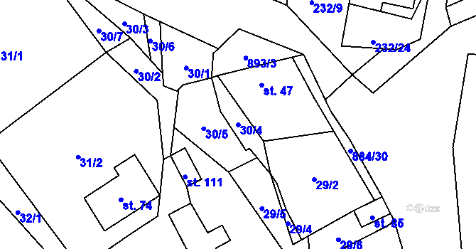 Parcela st. 30/4 v KÚ Horní Rápotice, Katastrální mapa