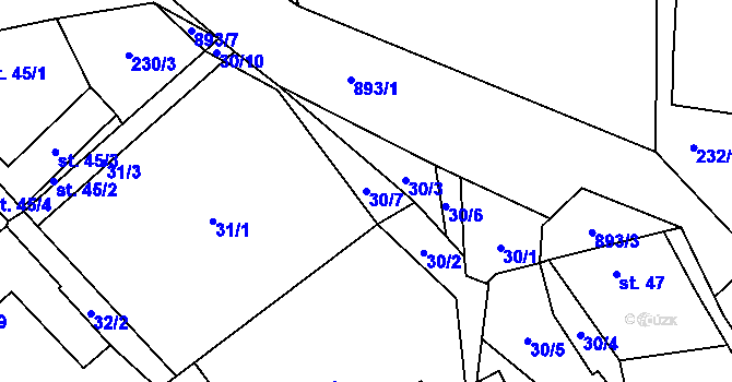 Parcela st. 30/7 v KÚ Horní Rápotice, Katastrální mapa